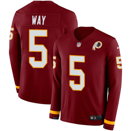 Nike Redskins #5 Tress Way Burgundy Team Color Youth Stitched NFL Limited Therma Long Sleeve Jersey